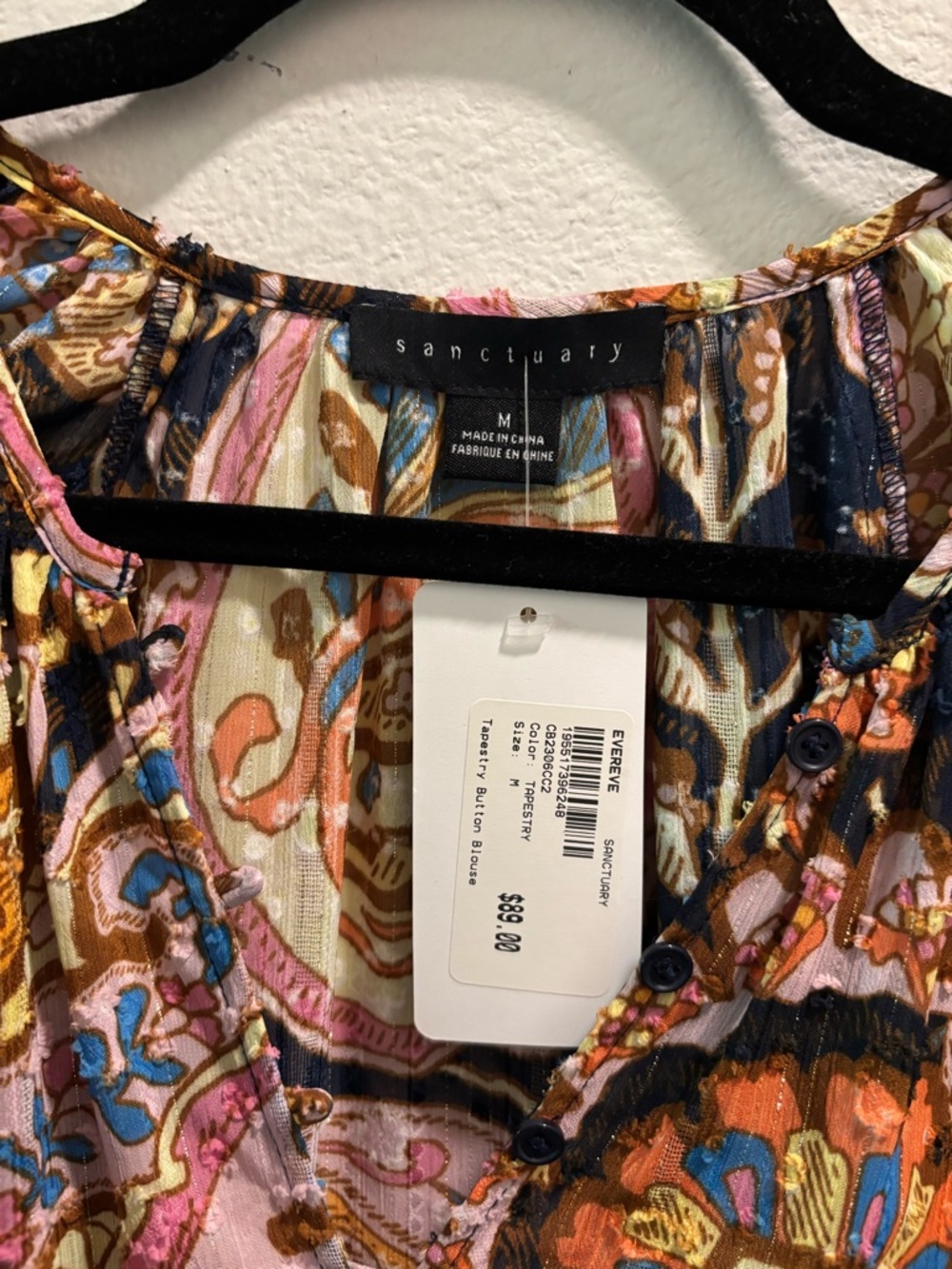 NWT Sancutary Women’s Paisley Peasant Blouse, size M - Picture 5 of 7